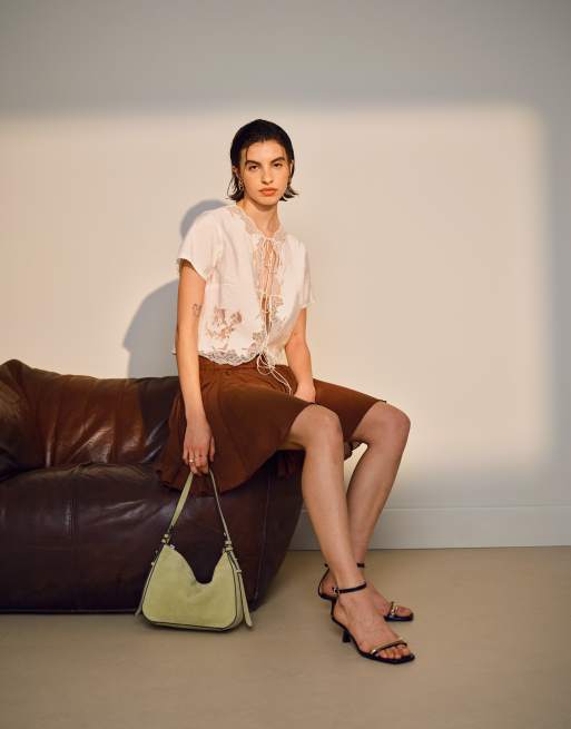 Topshop – Benvit topp med holkärmar och knytning framtill, 2 av 4