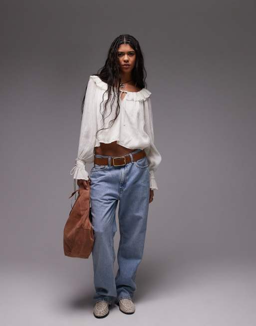 Topshop – Benvit topp med volangringning, 3 av 4