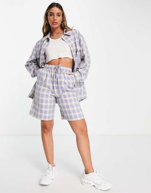Topshop - Ensemble avec veste chemise et short - Carreaux lilas, 3 de 3