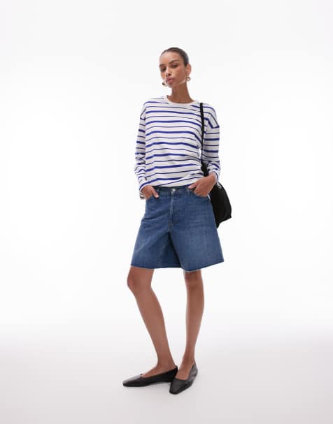 Topshop - Bermuda ample en jean - Bleu moyen - view 1