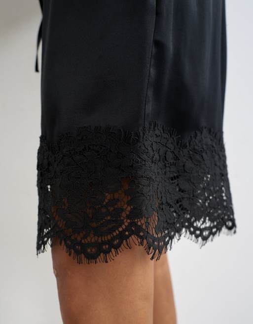 Topshop - Bermuda en satin avec empiècement en dentelle - Noir, 5 de 5