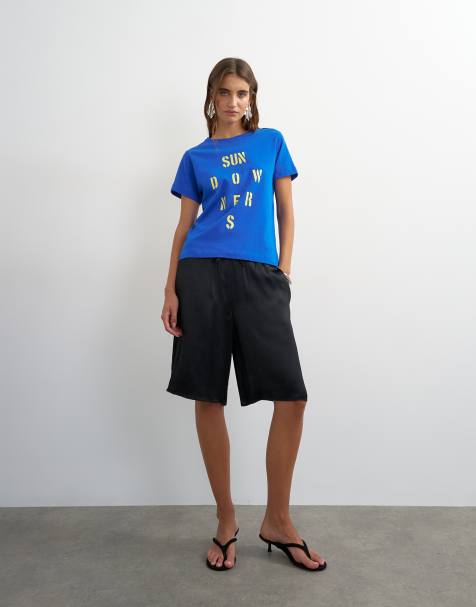 Topshop - Bermuda long en satin - Noir - view 1