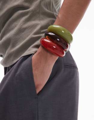 Topshop Topshop Beth 3 pack chunky resin bangles in multi