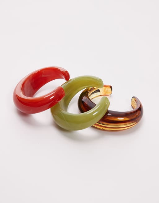 Topshop - Beth - Lot de 3 joncs chunky en résine - Multicolore, 2 de 3