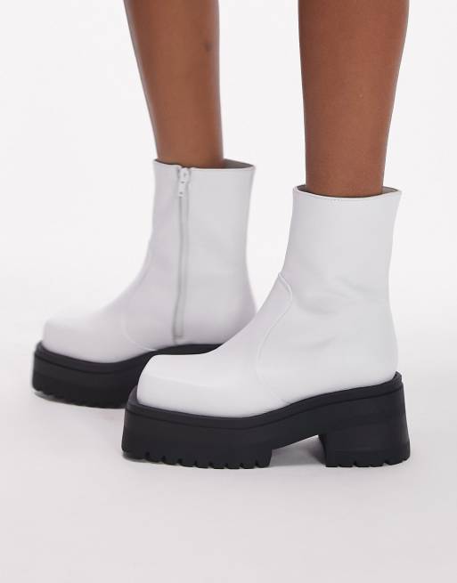 White square clearance toe ankle boots