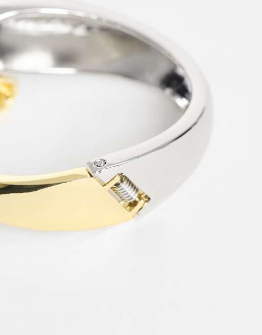 Topshop Betsy two tone bangle in silver and gold, 3 of 3