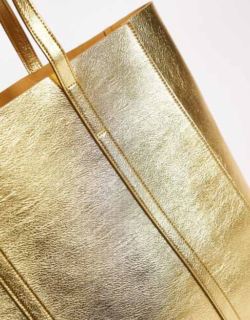 Topshop – Betsy – Złota metaliczna torba typu tote , 3 z 4