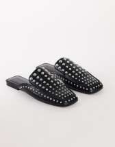 Topshop Bianca studded flat shoe in black