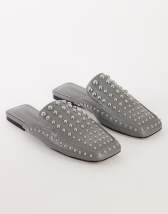 Topshop Bianca studded flat shoe in grey