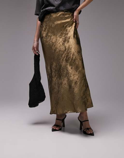 Midi gold clearance skirt