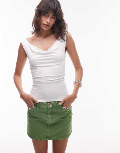 Topshop cowl neck tank top in white