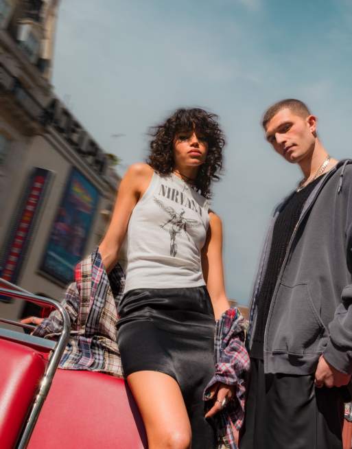 Topshop – Biały podkoszulek z licencjonowaną grafiką zespołu Nirvana
