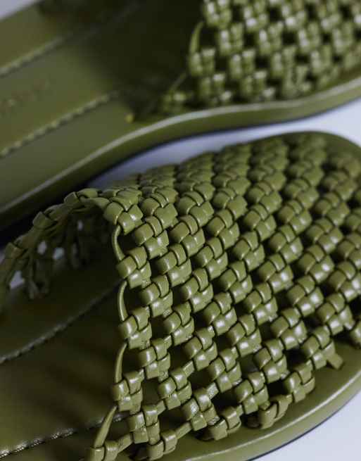 Topshop Bibi woven mule in olive, 3 of 4