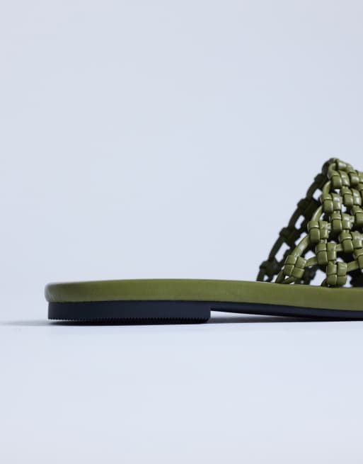 Topshop Bibi woven mule in olive, 4 of 4