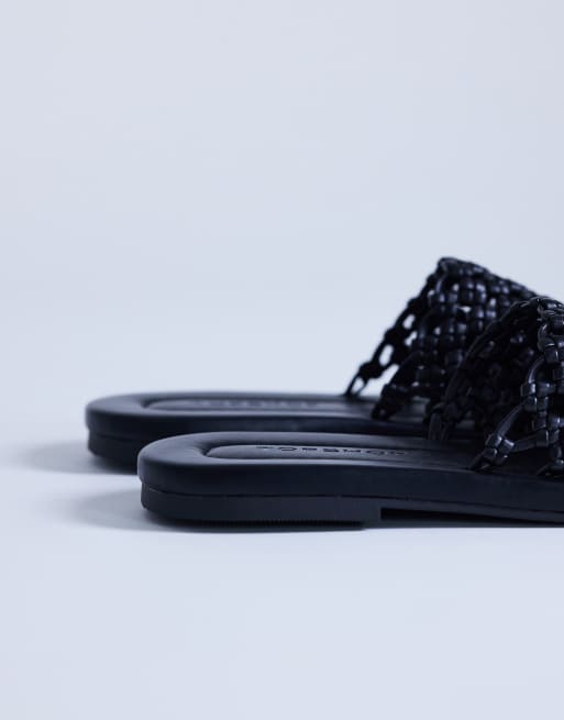 Topshop Bibi woven mules in black, 4 of 4