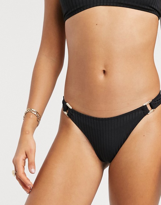 Topshop bikini bottoms with ring detail in black