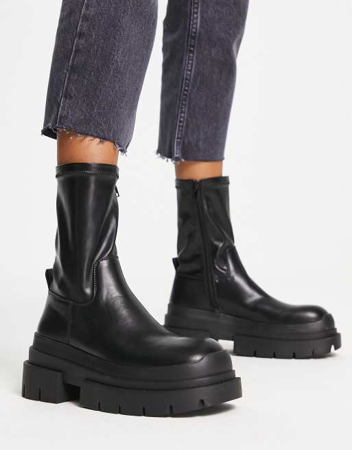 Topshop Billie chunky chelsea boot in black | ASOS