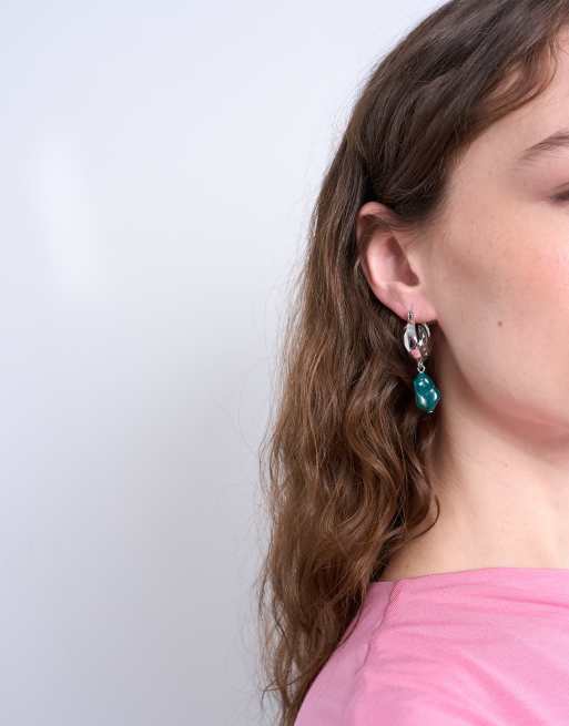 Topshop - Billie - Gesmolten oorbel met steen in turkoois, 3 van 3