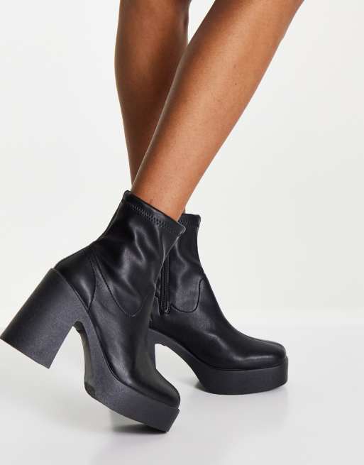 Topshop Billie platform sock boot in black ASOS