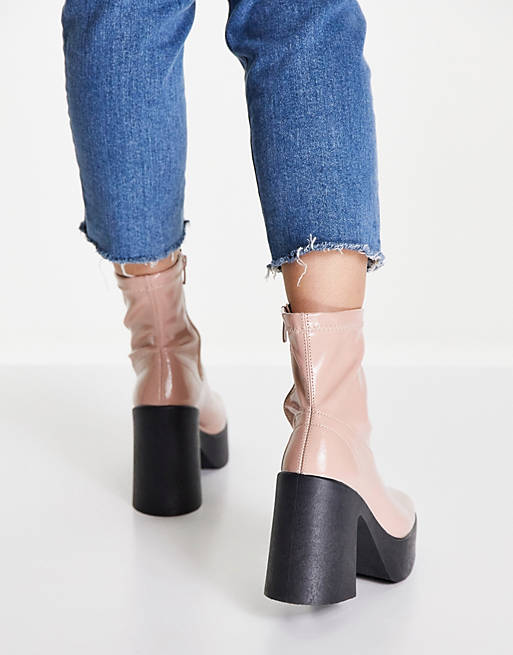 Shoes Boots/Topshop Billie platform sock boot in neutral 