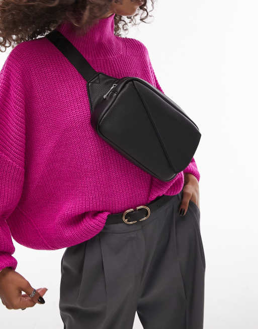 Topshop - Billie - Sort bæltetaske med diagonal lomme
