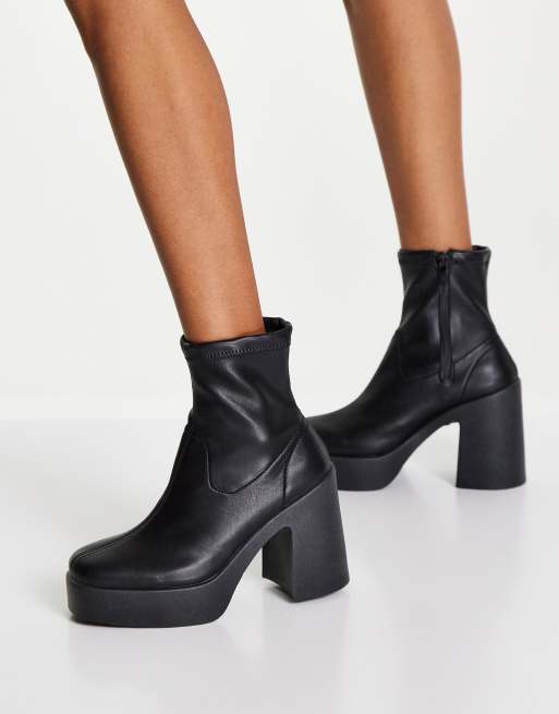 Topshop - Billie - Sorte sokkestøvler med plateau-sål, 2 af 4