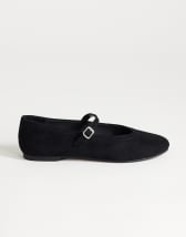 Topshop Billy real suede ballet flat with buckle in black