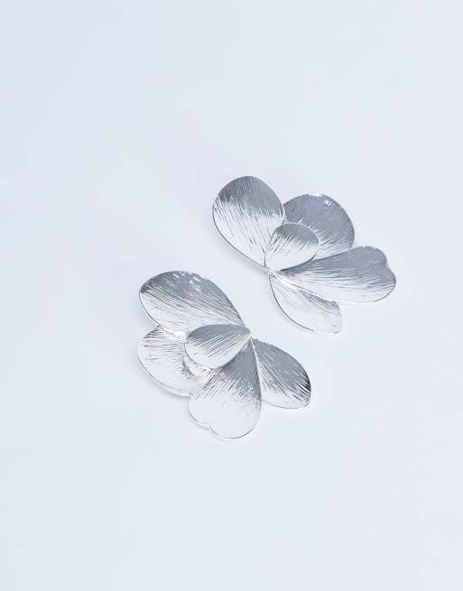 Topshop - Birdie - Orecchini a bottone appariscenti color argento