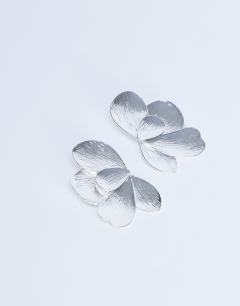 Birdie stud statement earrings in silver