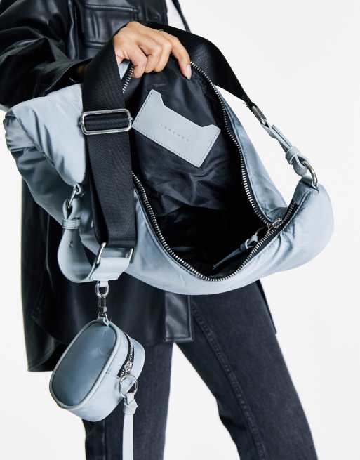 Topshop – Blå croissant-formad väska i nylon, 3 av 4
