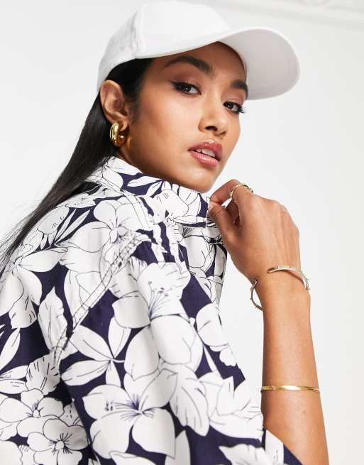 Topshop – Blå, hawaii-mönstrad skjorta i oversize med korta ärmar, del av set , 2 av 4