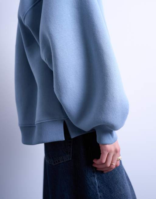 Topshop - Blå hættetrøje med ballonærmer, 4 af 4