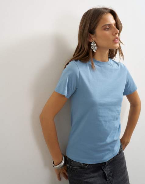 Topshop - Blå klassisk T-shirt - view 1