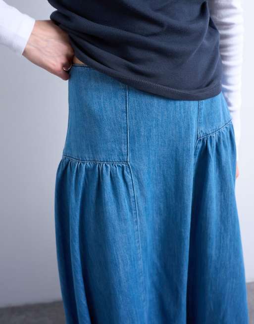Topshop - Blå maxinederdel med sænket talje i denim, 4 af 5