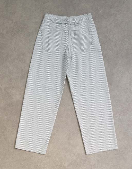 Topshop - Blå og hvide afslappede jeans med lav talje med indsyning og striber, 7 af 8