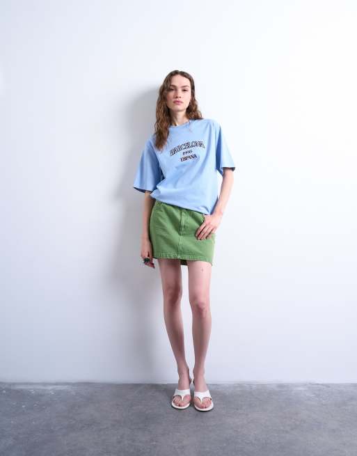 Topshop - Blå oversized T-shirt med Barcelona-grafik, 2 af 4