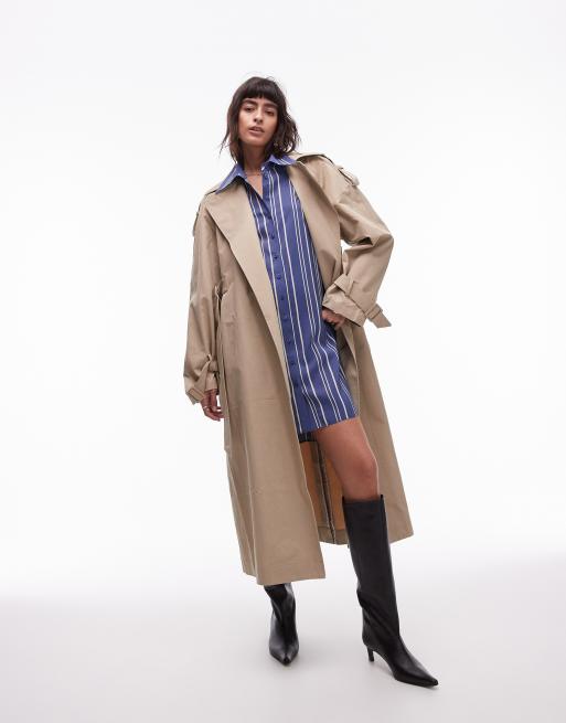 Topshop – Blå randig skjortklänning i minilängd med längre bakstycke, 4 av 4