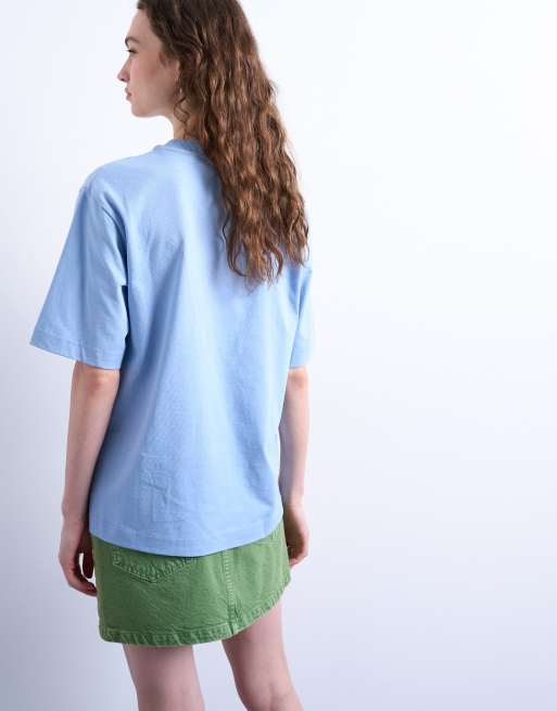 Topshop – Blå t-shirt i oversize med Barcelona-tryck, 4 av 4