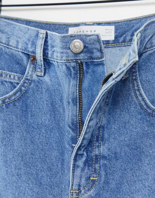 Topshop – Blå vida jeans i mellantvätt med reva på låret, 4 av 4