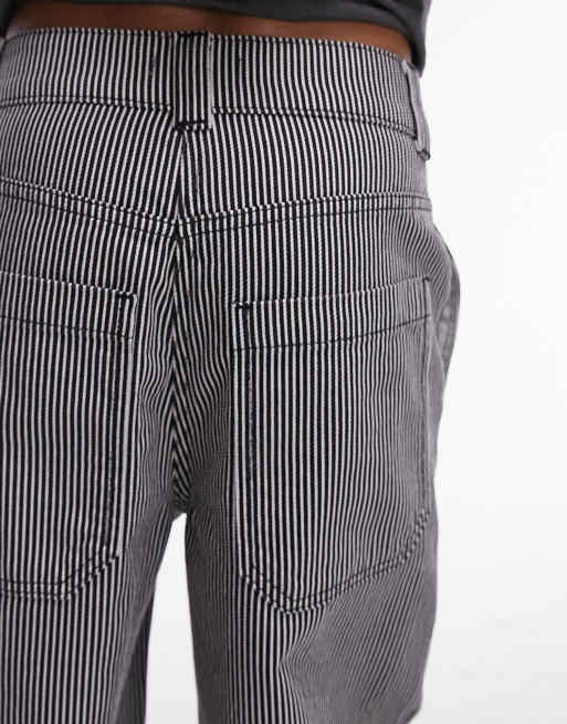 Topshop black and white pinstripe banana wide leg trouser in multi, 5 of 5