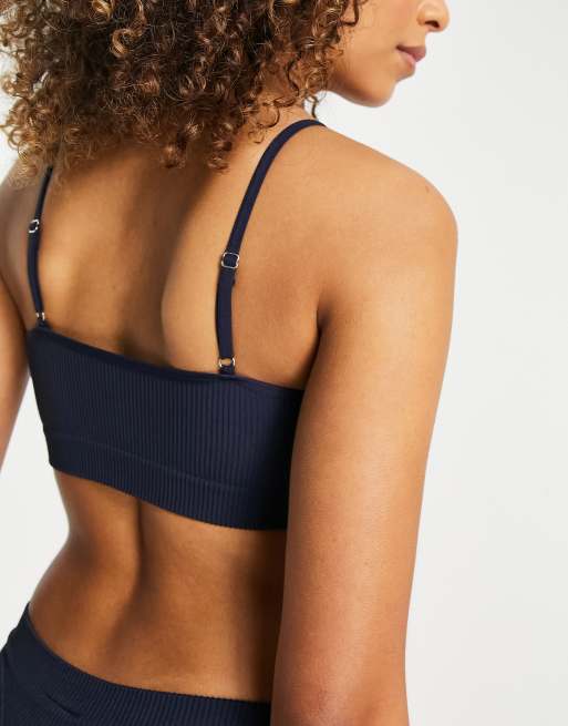 Topshop – Bläckblå crop bh med vaddering och sömlös design, 2 av 4