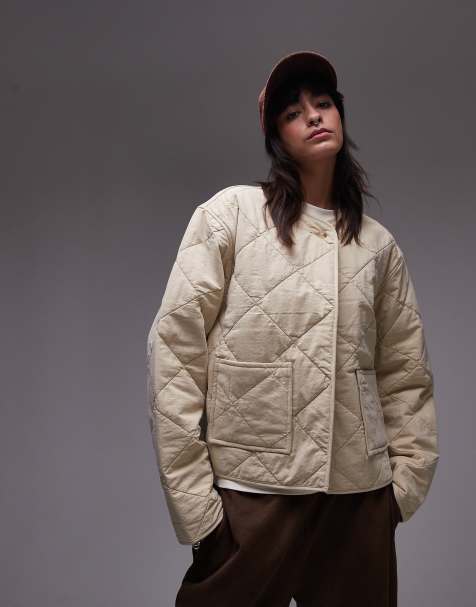 Topshop – Bladożółta pikowana kurtka z efektem sprania - view 1