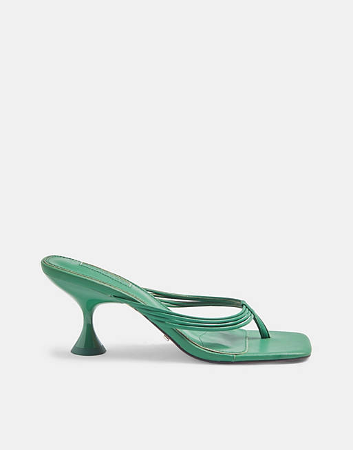 Topshop - Blågrønne sandaler med hæl og tårem