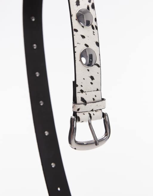 Topshop Blair Ceinture en cuir a imprime facon poulain avec clous argentes ASOS