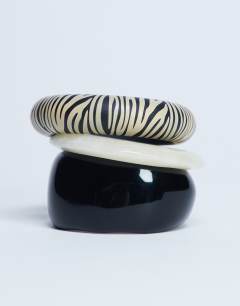 Blaire 3 pack bangles in black and white zebra