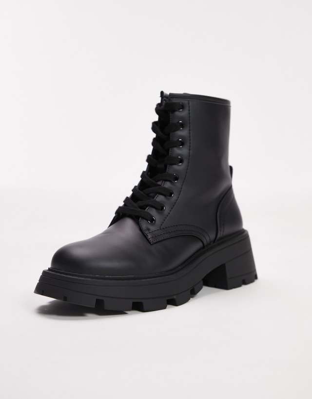 Topshop Blake lace up boot in black