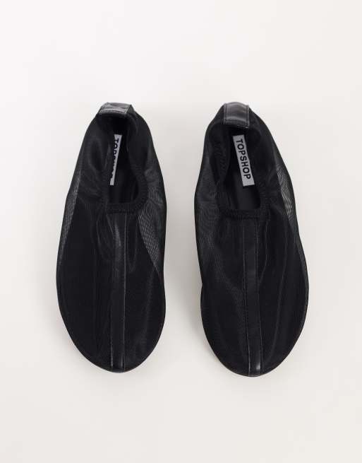Topshop Blake mesh ballerina i sort, 2 af 4