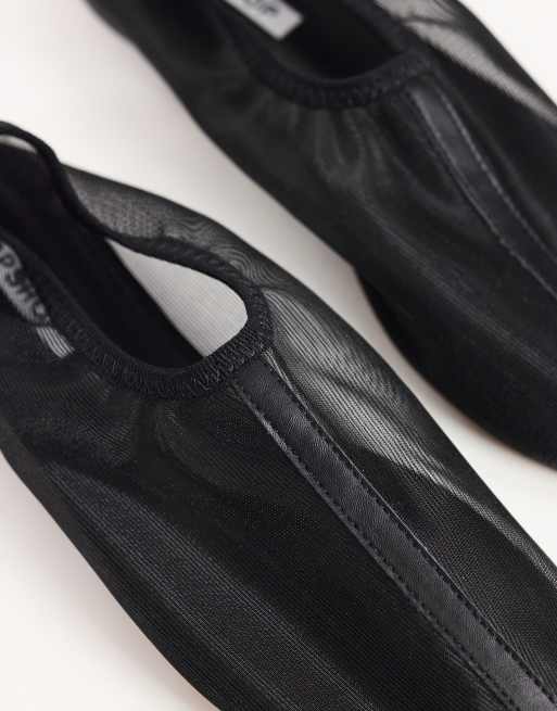 Topshop Blake mesh ballerina i sort, 3 af 4