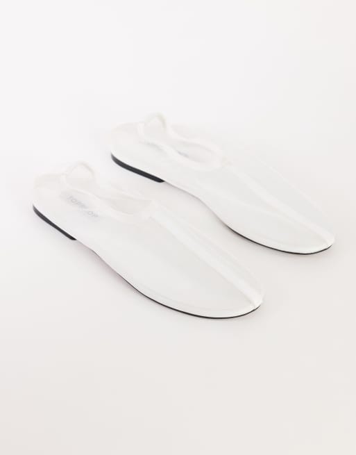 Topshop Blake mesh ballet flats in off white, 3 of 4