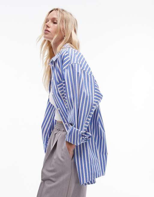 Topshop – Blårandig skjorta i oversize, 4 av 4